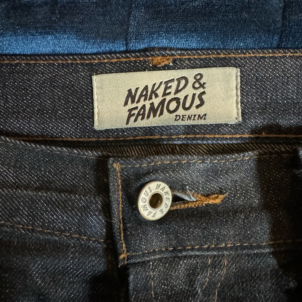 EUC Naked and Famous Super Guy Deep Indigo Rigid Selvedge Denim size 33